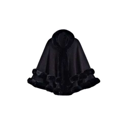 [WTRPAN-28] 360 COTTON PONCHO BLACK FLEECE