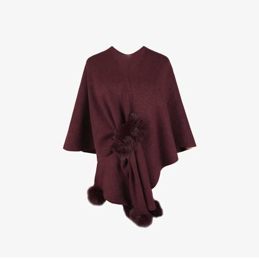 [WTRPAN-33] 360 COTTON PONCHO BURGUNDY WOOL