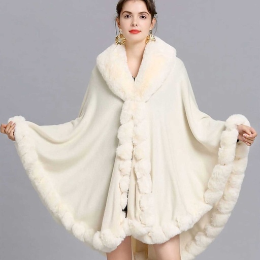 [WTRPAN-21] 360 COTTON PONCHO ELEGANT FLEECE THICK WHITE