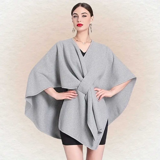 [WTRPAN-50] 360 COTTON PONCHO LIGHT GREY OPEN FRONT LOOSE