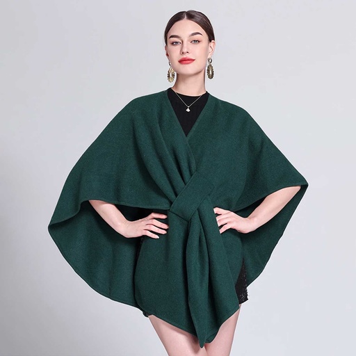 [WTRPAN-48] 360 COTTON PONCHO OLIVE GREEN OPEN FRONT