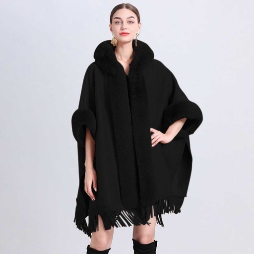 [WTRPAN-17] 360 COTTON PONCHO SOFT BLACK PLUSH VELVET