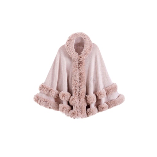[WTRPAN-26] 360 COTTON PONCHO SOFT PINK FLEECE