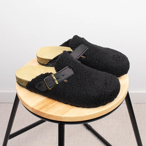 [MT-28SL36] 360 COTTON SLIPPERS CLOG FLEECE BLACK WOMAN #36