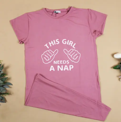 [EG-LSSD2] 360 COTTON T-SHIRT DUSTY PINK WITH PRINTED TEXT