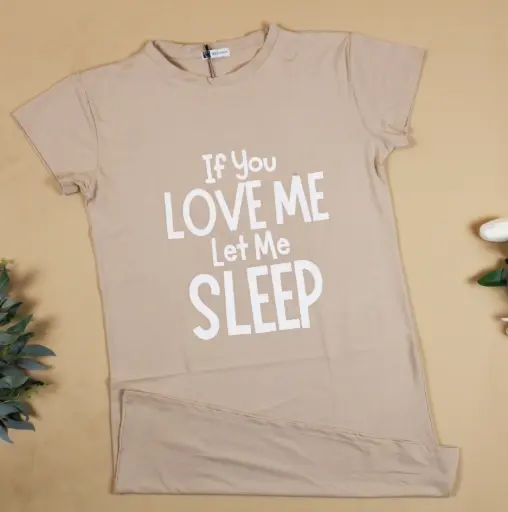 [EG-LSSD6] 360 COTTON T-SHIRT KAKI WITH PRINTED TEXT