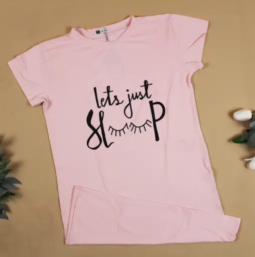 [EG-LSSD9] 360 COTTON T-SHIRT LIGHT PINK WITH PRINTED TEXT