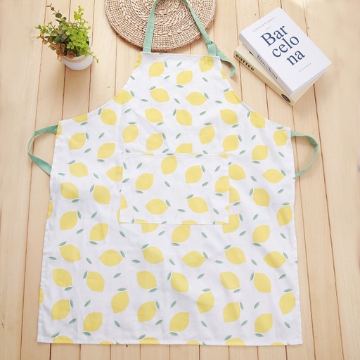 [APRON1] 360 HOME APRON LEMON PRINT WITH GEEN LEAVES