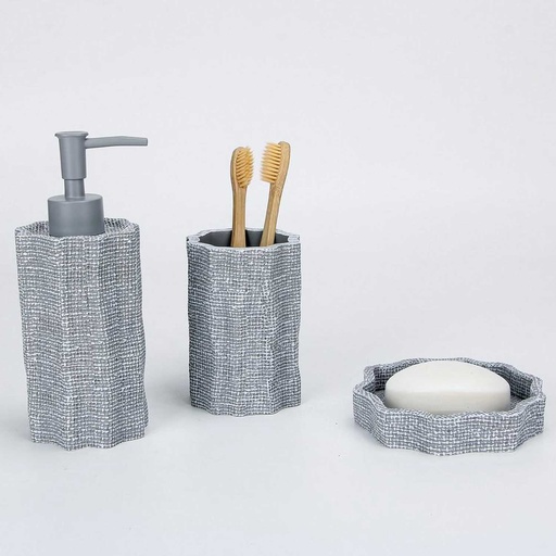 [SDS22] 360 HOME BOTTLE+CUP+SOAP DISH  WHITE&GREY WAVY