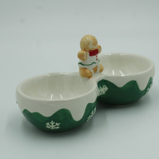 [C25DC47] 360 HOME BOWL CHRISTMAS CERAMIC 2 SECTIONS