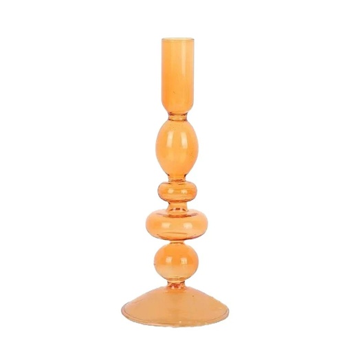 [VASE42-19] 360 HOME CANDLESTICK GLASS 8*20 ORANGE LONG