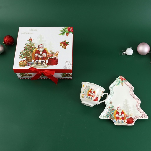 [CH25-PP55] 360 HOME CHRISTMAS 1CUP+1SAUCER  220CC TREE