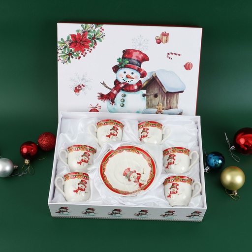 [CH25-PP27] 360 HOME CHRISTMAS COFFEE  6 COFFEE CUPS+6 SAUCERS