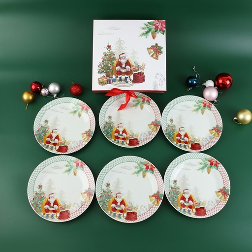 [CH25-PP56] 360 HOME CHRISTMAS DESERT PLATE CERAMIC 6PCS 7.5"