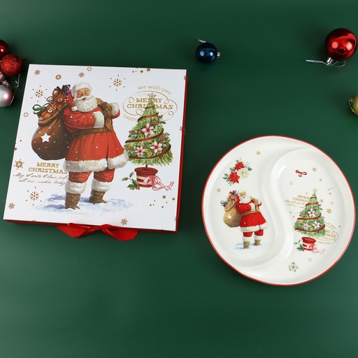 [CH25-PP14] 360 HOME CHRISTMAS PLATE 25cm*3cm 2 DIVISIONS