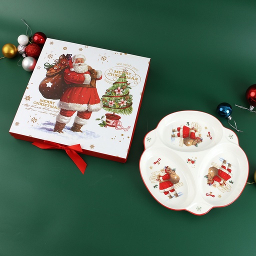 [CH25-PP13] 360 HOME CHRISTMAS PLATE 25cm*3cm 3 DIVISIONS