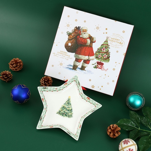 [CH25-PP52] 360 HOME CHRISTMAS PLATE STAR GREEN