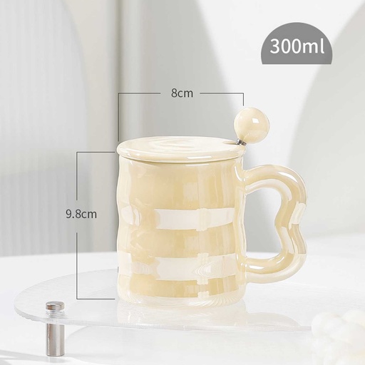 [EVMUG27] 360 HOME MUG CERAMIC BEIGE +WHITE STRIPES