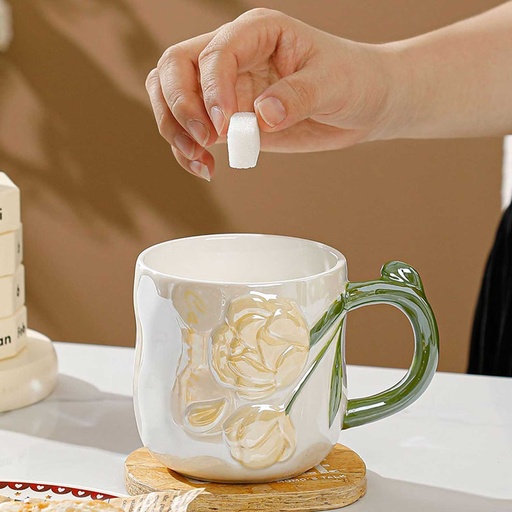 [EVMUG13] 360 HOME MUG CERAMIC EMBOSSED BEIGE ROSE