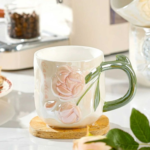 [EVMUG12] 360 HOME MUG CERAMIC EMBOSSED PINK ROSE