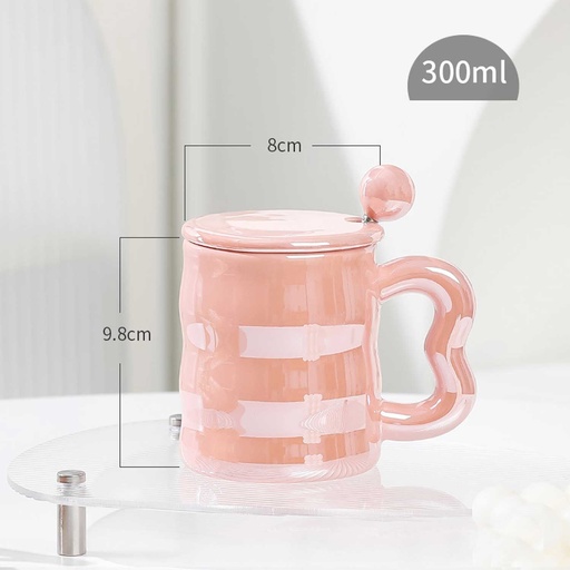 [EVMUG28] 360 HOME MUG CERAMIC PINK+WHITE STRIPES