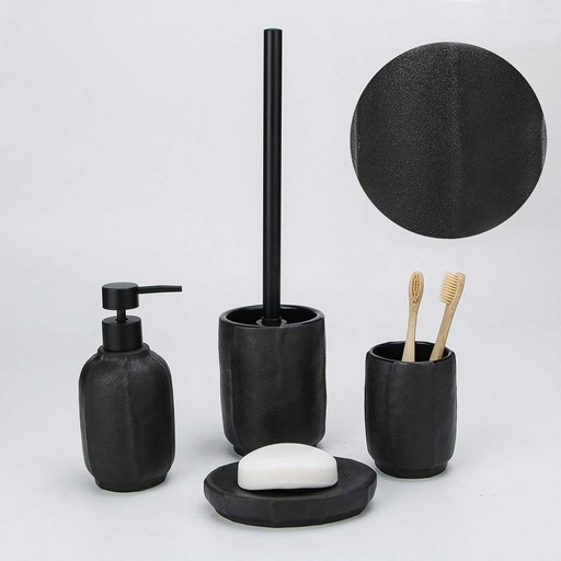 [SDS36] 360 HOME OTTLE+CUP+SOAP DISH+BRUSH BLACK SPRAY DOT
