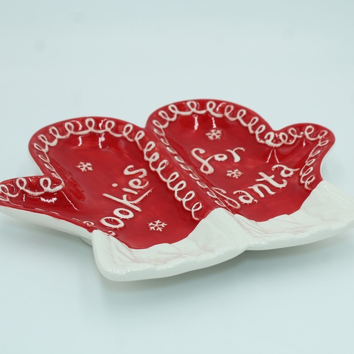 [C25DC31] 360 HOME PLATTER CHRISTMAS CERAMIC MITTENS