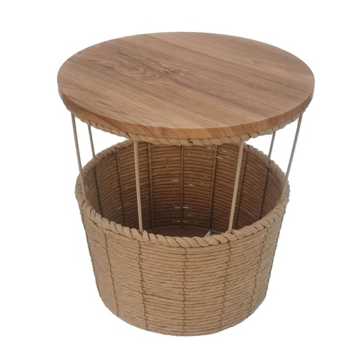 [INDBOH66] 360 HOME TABLE 38*38*38 STRAW & WOOD