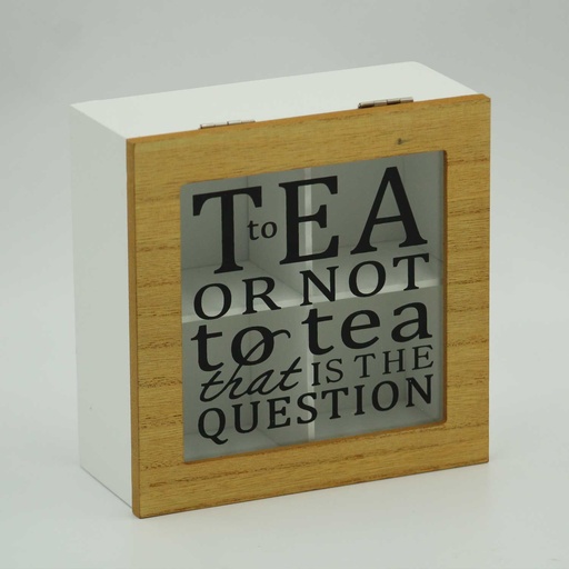 [MT-TEAB24] 360 HOME TEA BOX WHITE WOOD&GLASS 16*16*7CM