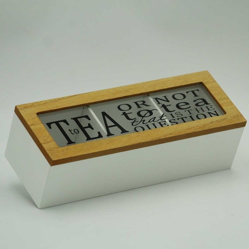 [MT-TEAB23] 360 HOME TEA BOX WHITE WOOD&GLASS 24*8.7*7CM