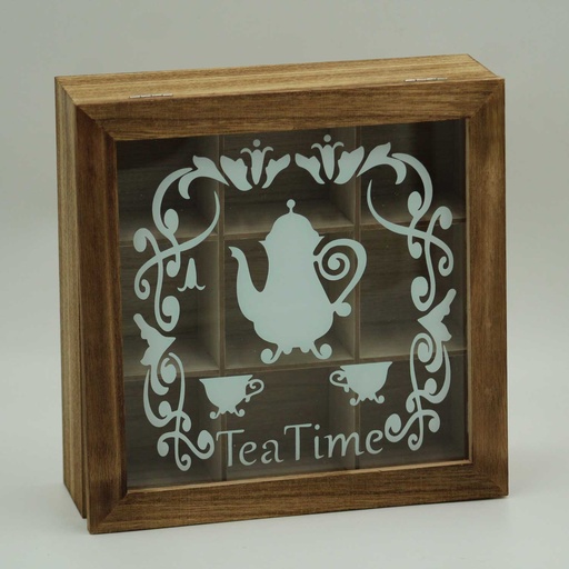 [MT-TEAB22] 360 HOME TEA BOX WOOD&GLASS 24*24*7CM PRINTED