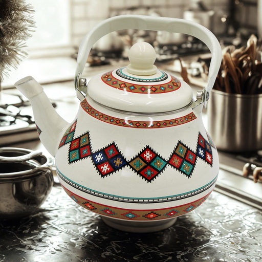 [COFPO6B] 360 HOME TEA POT 2LTR OFF WHITE COLORED LOSANGE