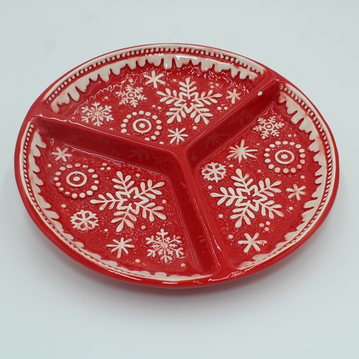 [C25DC24] 360 HOME TRAY CHRISTMAS CERAMIC 3 COMP. 27*7*3CM