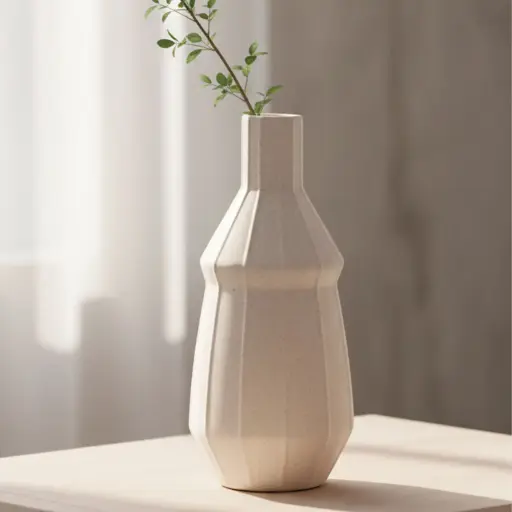 [VASE42-64] 360 HOME VASE CERAMIC CREAM MATT H20 WD9 D3