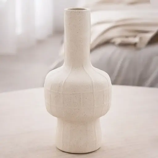 [VASE42-65] 360 HOME VASE CERAMIC CREAM MATT H30 WD15 D4.5