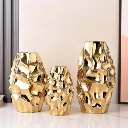 [VASE42-47] 360 HOME VASE CERAMIC GLOSSY GOLD H20.5 D12 DM4.5