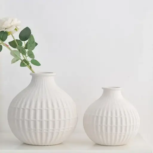 [VASE42-61] 360 HOME VASE CERAMIC WHITE MATT H18 WD16 D4.5