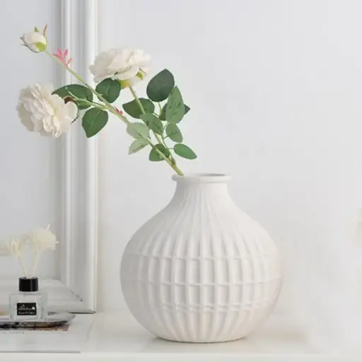 [VASE42-60] 360 HOME VASE CERAMIC WHITE MATT H22.5 WD20 D5.5