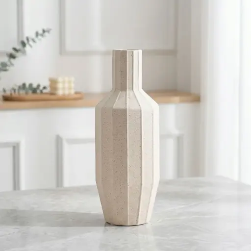 [VASE42-62] 360 HOME VASE CREAM MATT  CERAMIC H29.5 WD12 D5