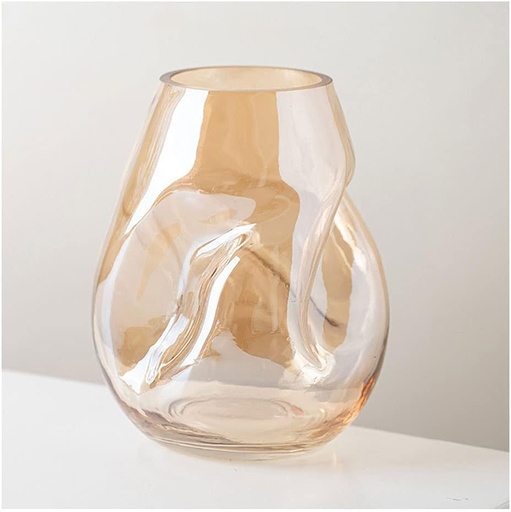 [VASE42-5] 360 HOME VASE GLASS 14*17.5 AMBER MIRROR