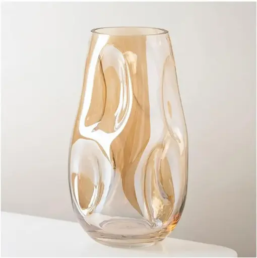 [VASE42-6] 360 HOME VASE GLASS 16*27.5 AMBER MIRROR