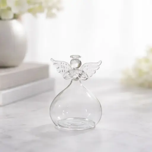 [VASE42-34] 360 HOME VASE GLASS 8*12CM CLEAR ANGEL