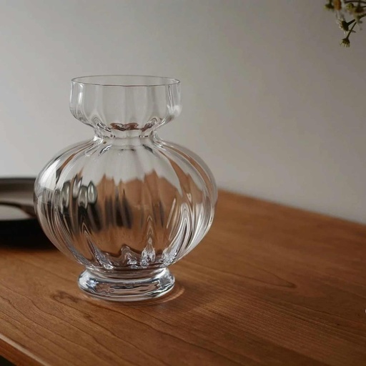 [VASE42-92] 360 HOME VASE GLASS CLEAR 20*22CM PUMPKIN SHAPE