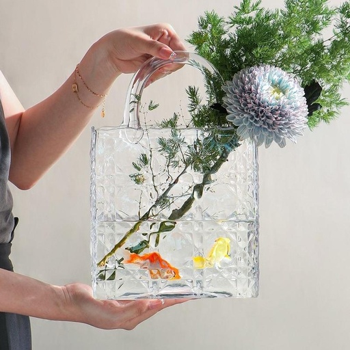 [VASE42-107] 360 HOME VASE GLASS CLEAR BAG SHAPE 21*29CM
