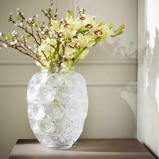 [VASE42-93] 360 HOME VASE GLASS MEDIEVAL GLOSSY WHITE 10*25CM