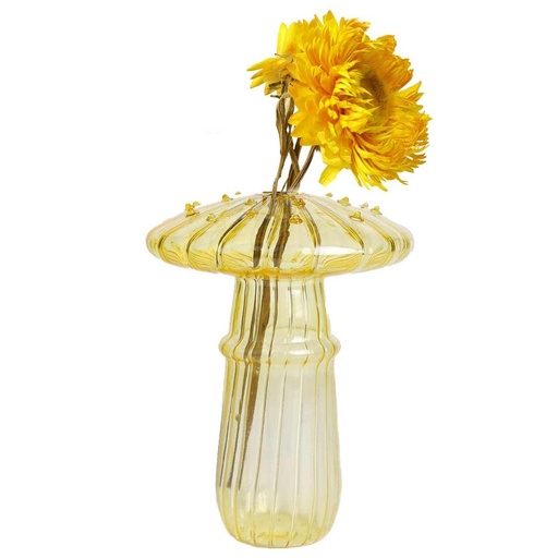 [VASE42-112] 360 HOME VASE GLASS MUSHROOM SHAPE YELLOW 8*10