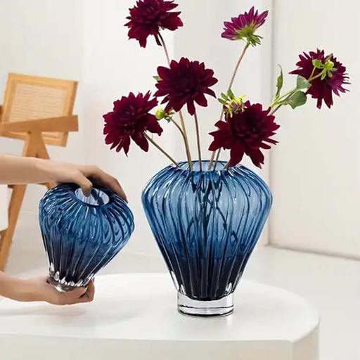 [VASE42-85] 360 HOME VASE GLASS STRIPPED DIAMOND SHAPE 17*20