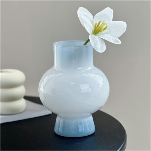 [VASE42-116] 360 HOME VASE GLASS WHITE GLOSSY 8*18CM