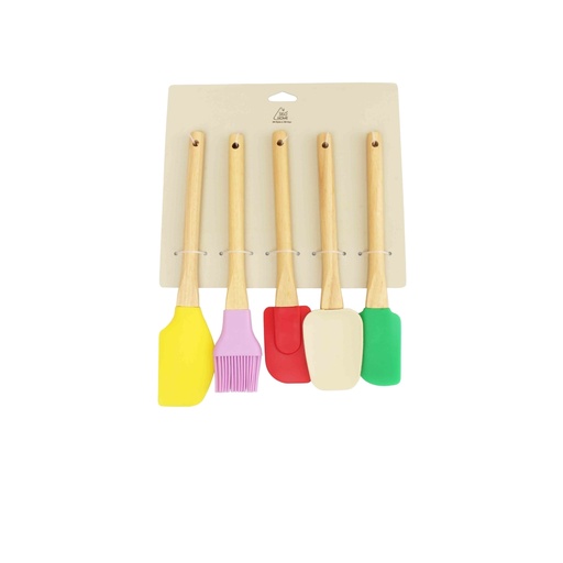 [CUT25-56] SPATULA SET
OAK WOOD
SILICONE (FDA)
 TIE CARD