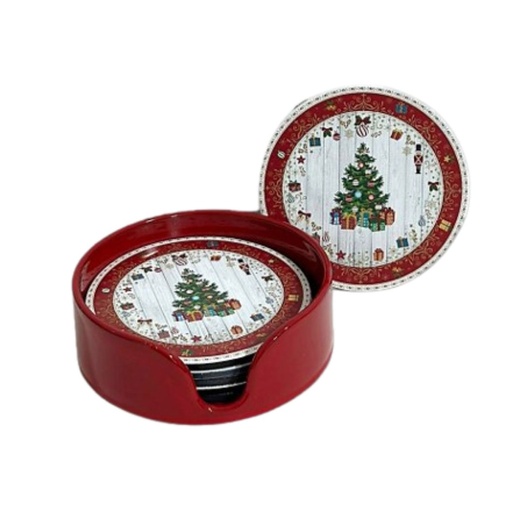 [PLMA3] 360 HOME CHRISTMAS  COASTERS CERAMIC  HOLIDAY THEMED +CHRISTMAS IMAGERY PRINTED
